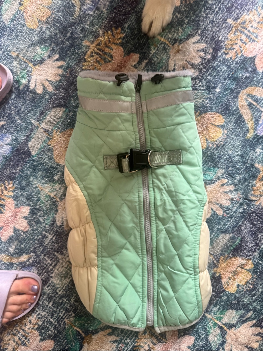 Quilted Mint & Cream Dog Puffer Vest